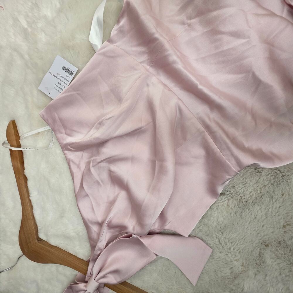 NWT After Six Bow One Shoulder Fluid Satin Maxi Dress Full Skirt Ballet Pink XS - Picture 12 of 14